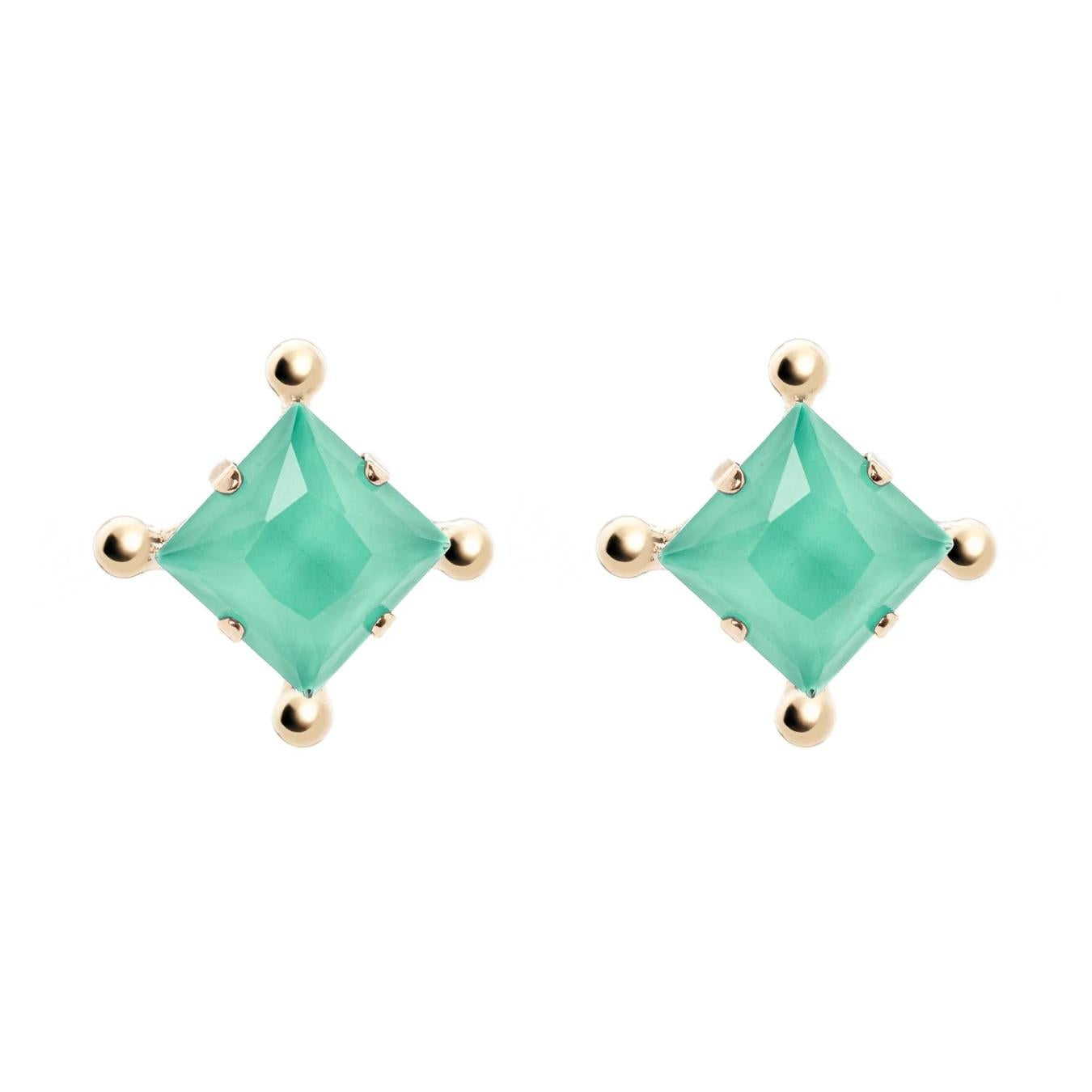 Orecchini con Cristallo Quadrato e Sferette Sirens