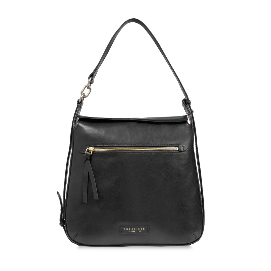Borsa a Spalla in Pelle con Zip Frontale