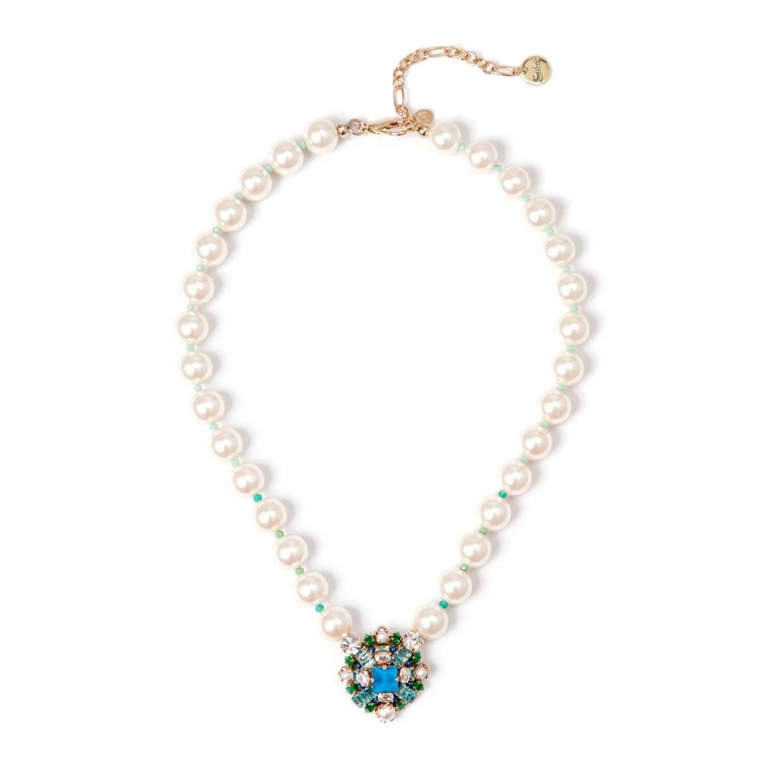 Collana Corta Perle e Charm a Rombo Sirens