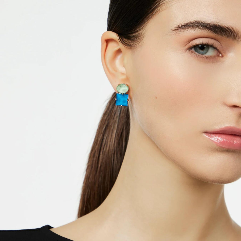 Orecchini con un Cristallo Ovale ed uno Quadrato Sirens