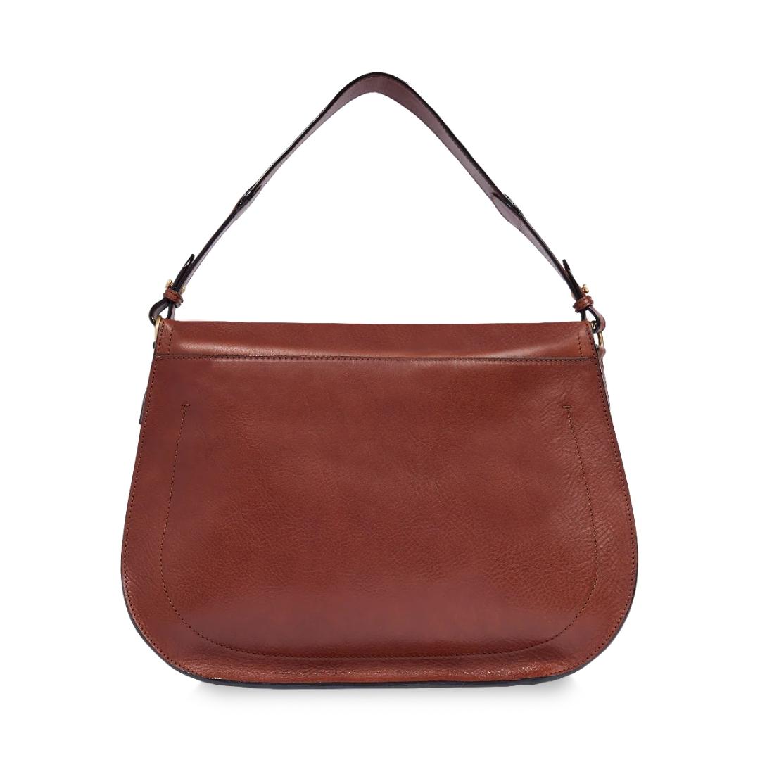 Borsa a Spalla in Pelle Grande con Patta Frontale