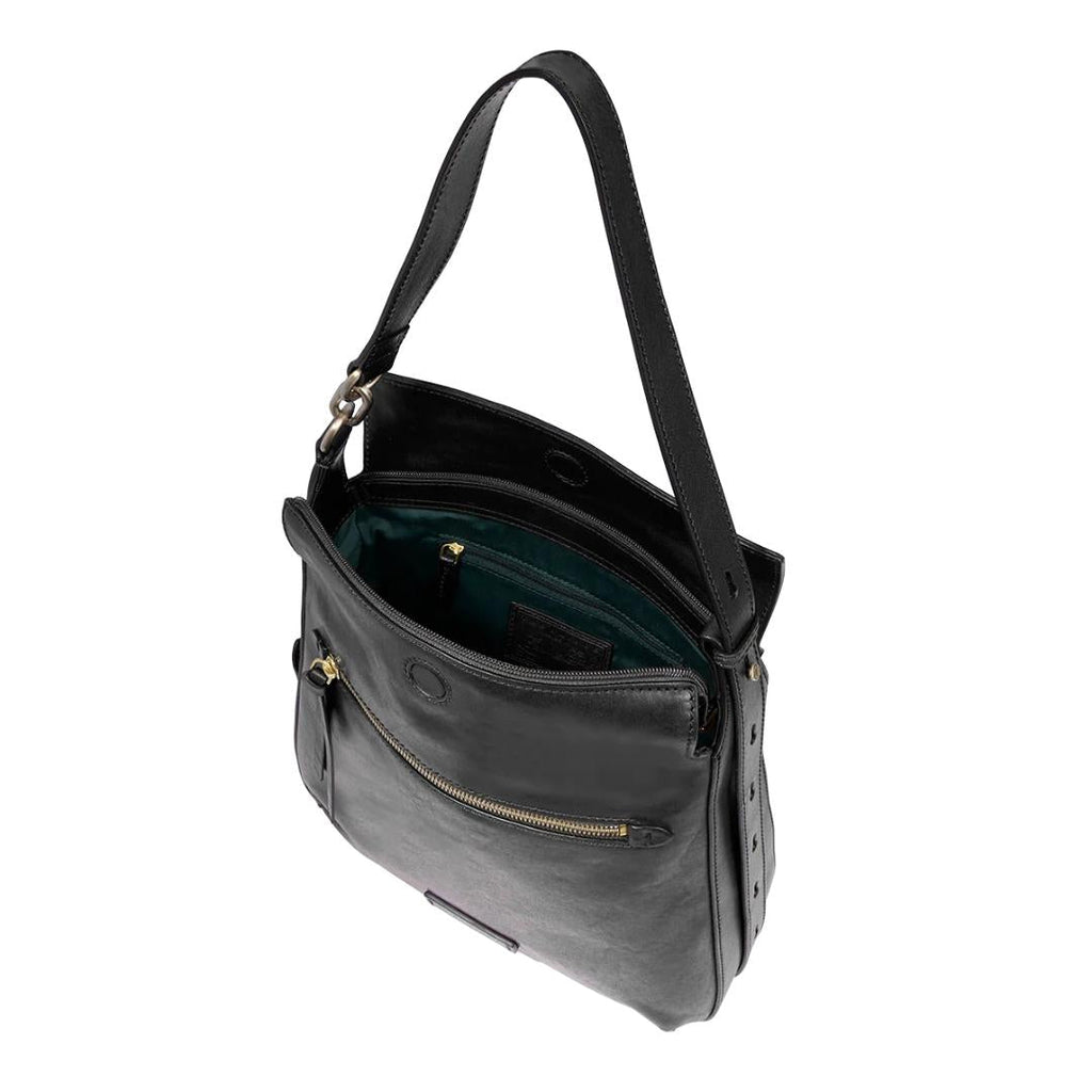 Borsa a Spalla in Pelle con Zip Frontale