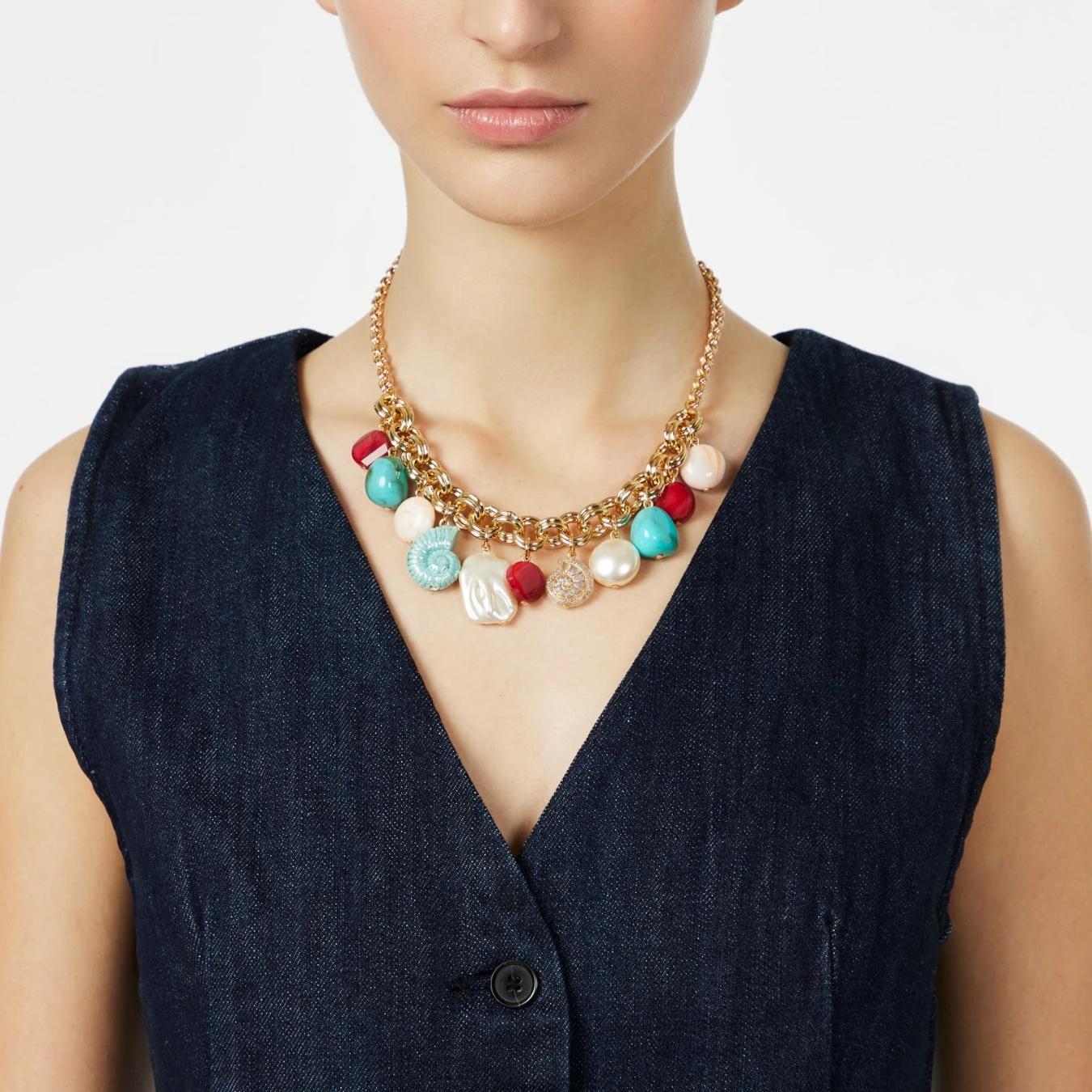 Collana Corta Rolò e Pendenti Ondina