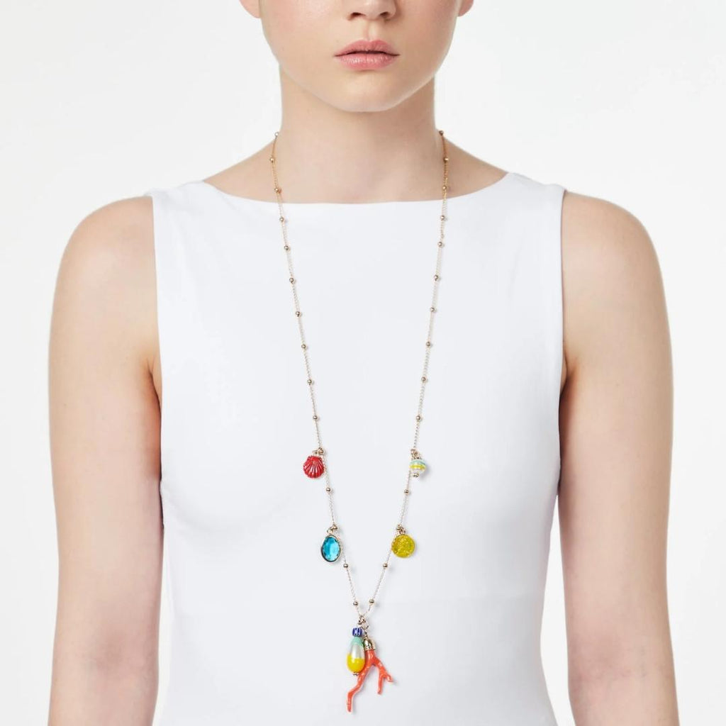 Collana Lunga Mini Boule e Corallo Partenope