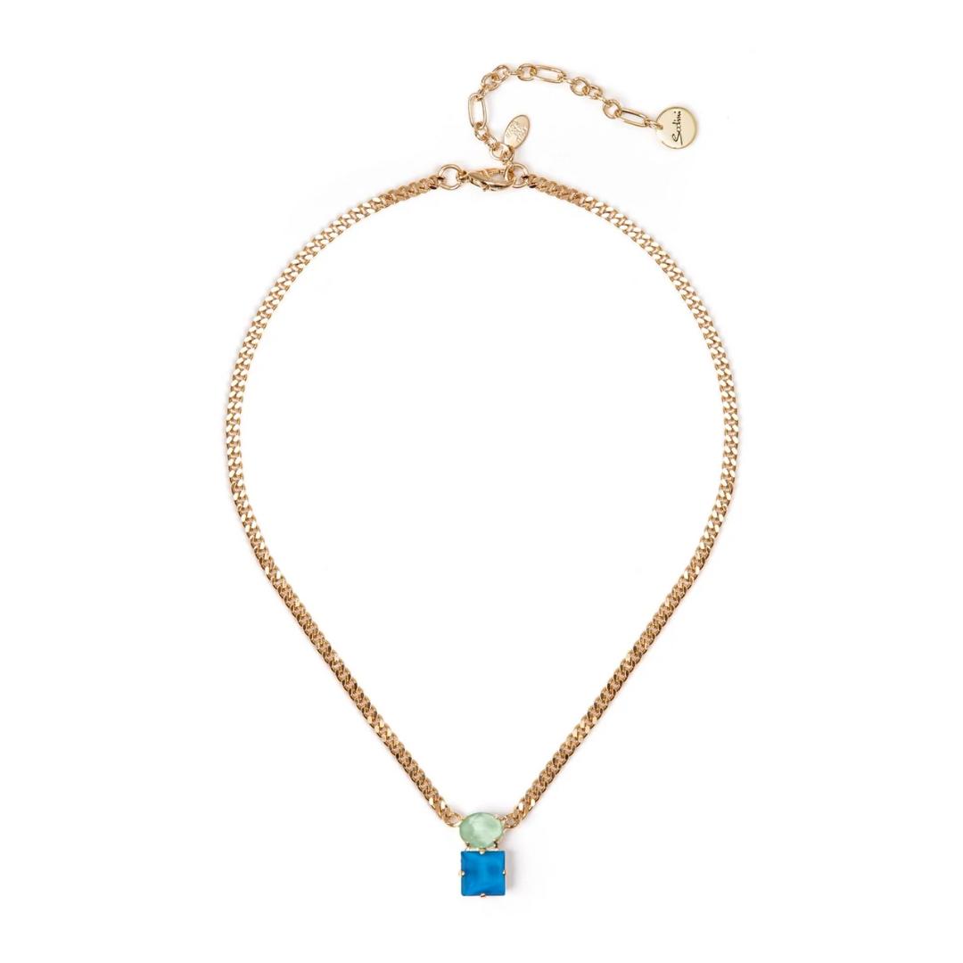 Collana Groumette e Charm a due Cristalli Sirens