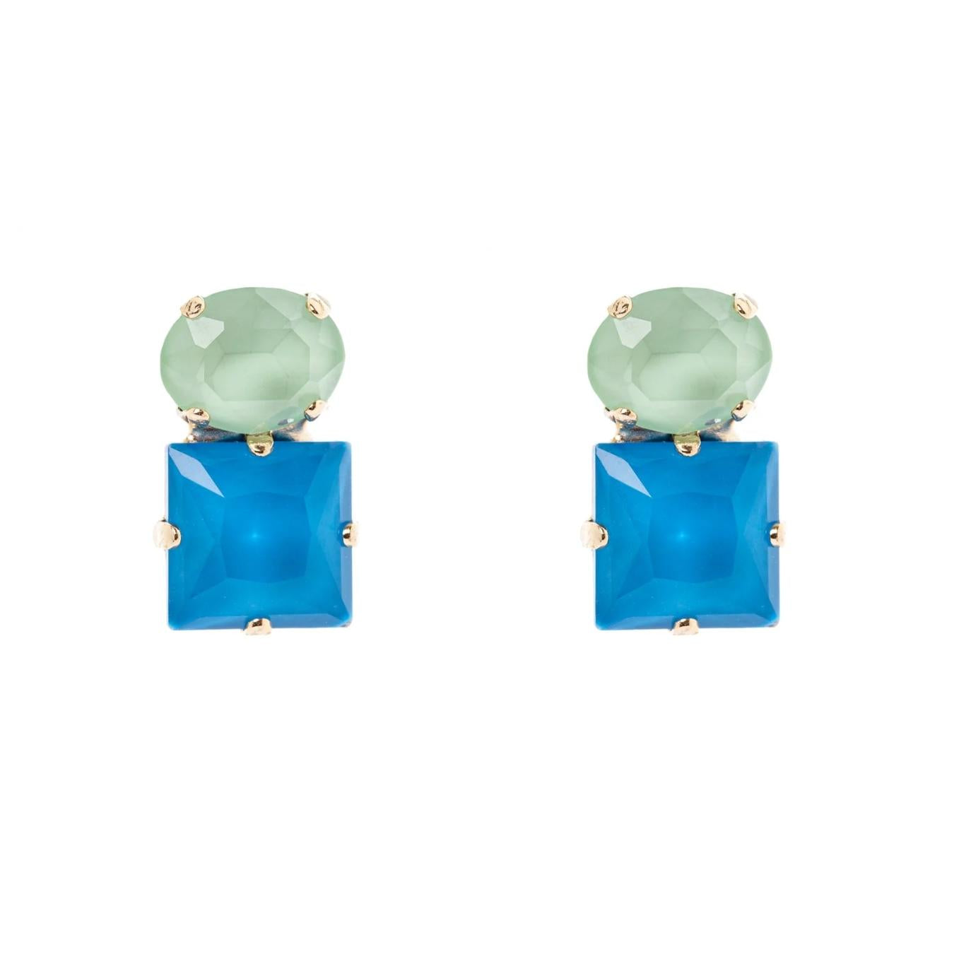 Orecchini con un Cristallo Ovale ed uno Quadrato Sirens