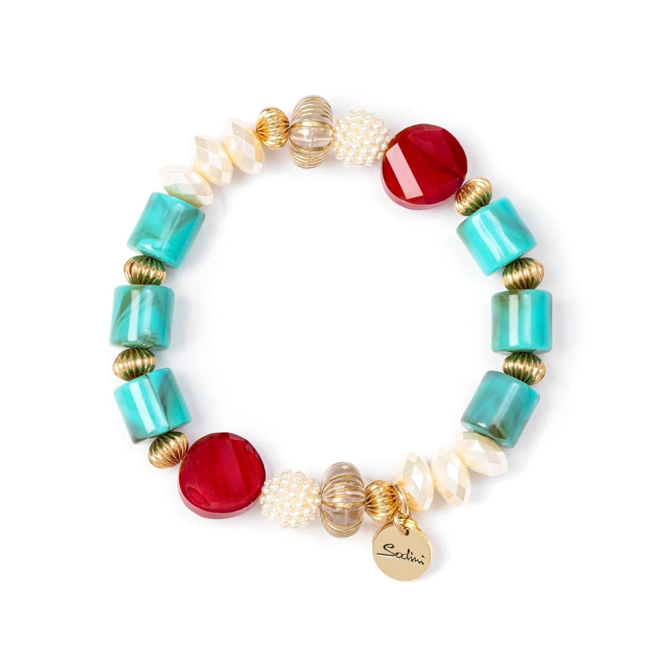 Bracciale Elastico Cilindretti e Perline Ondina