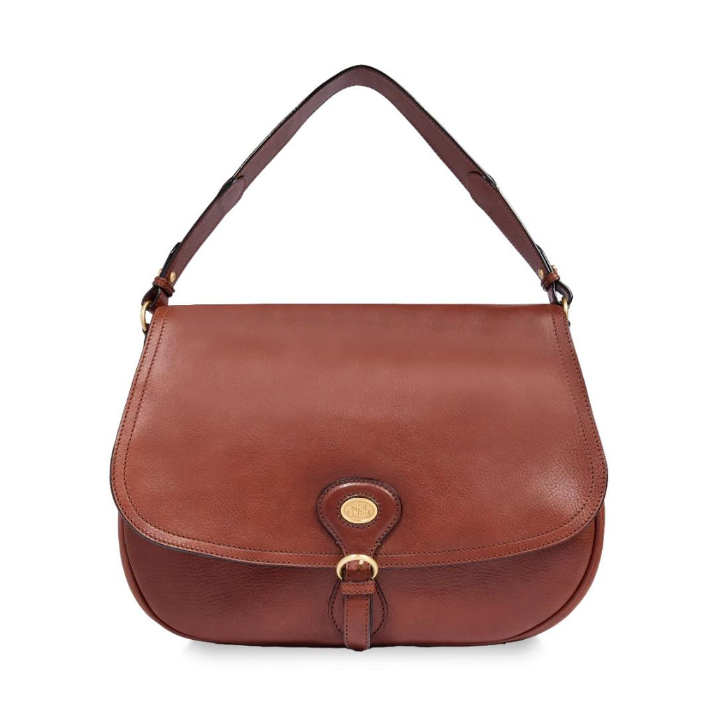 Borsa a Spalla in Pelle Grande con Patta Frontale