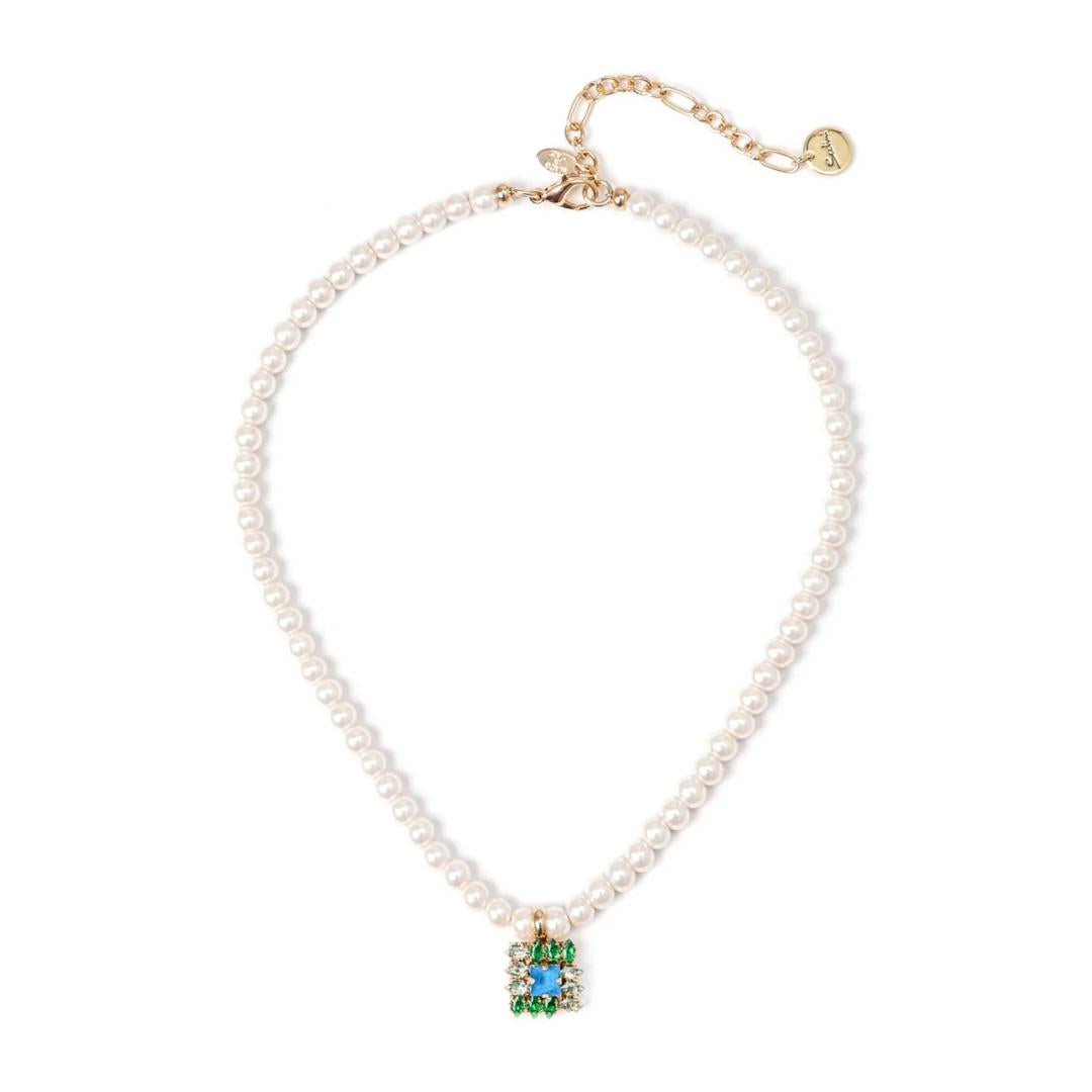 Girocollo Perle e Charm Quadrato Sirens