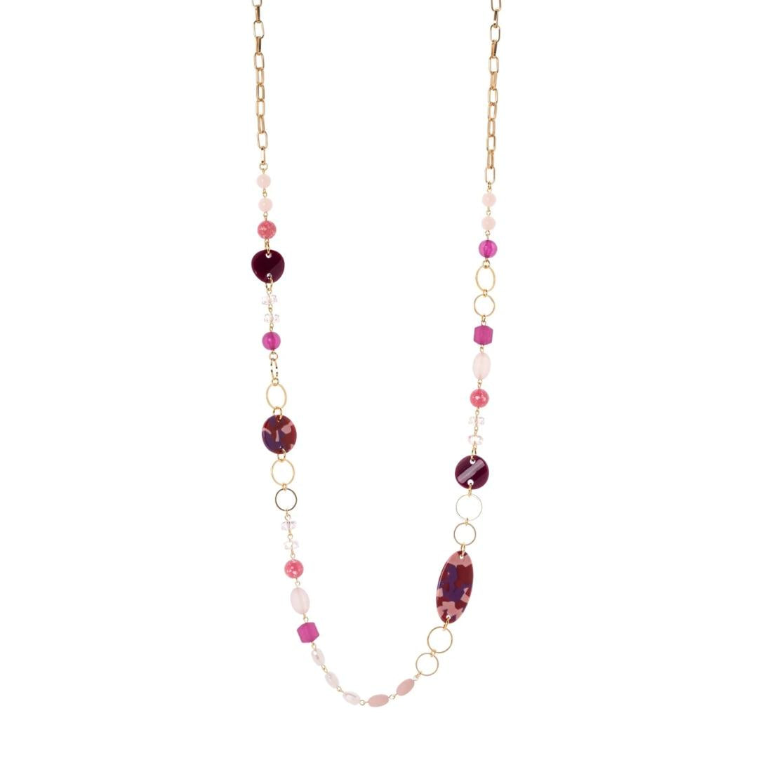 Collana Lunga, Dischetti, Perline, Sfere Incatenate Sleeping Satellite